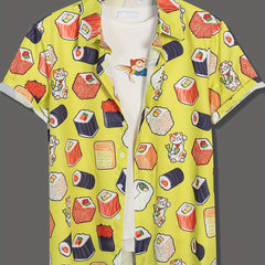 Sushi Print Men's Casual Short Sleeve Shirt