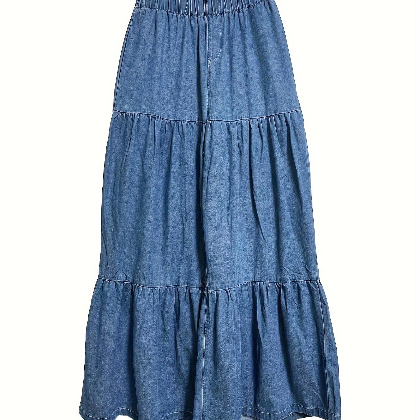 Women's Plus Ruffle Trim High Rise Wide Leg Jeans