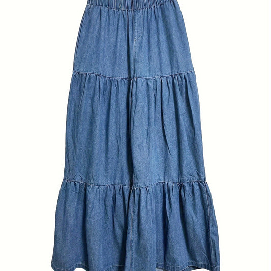 Women's Plus Ruffle Trim High Rise Wide Leg Jeans