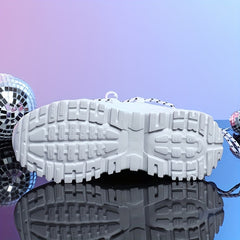 Women's Mesh Panel Platform Sneakers Lace Up Sporty Shoes