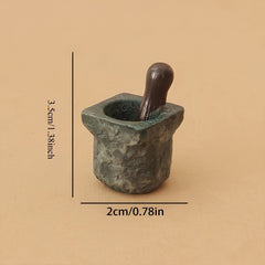 Grey Mini Pots for Micro Landscape Simulation Retro Ornament Decor