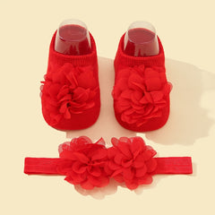 Baby Girls Flower Socks & Headband Set
