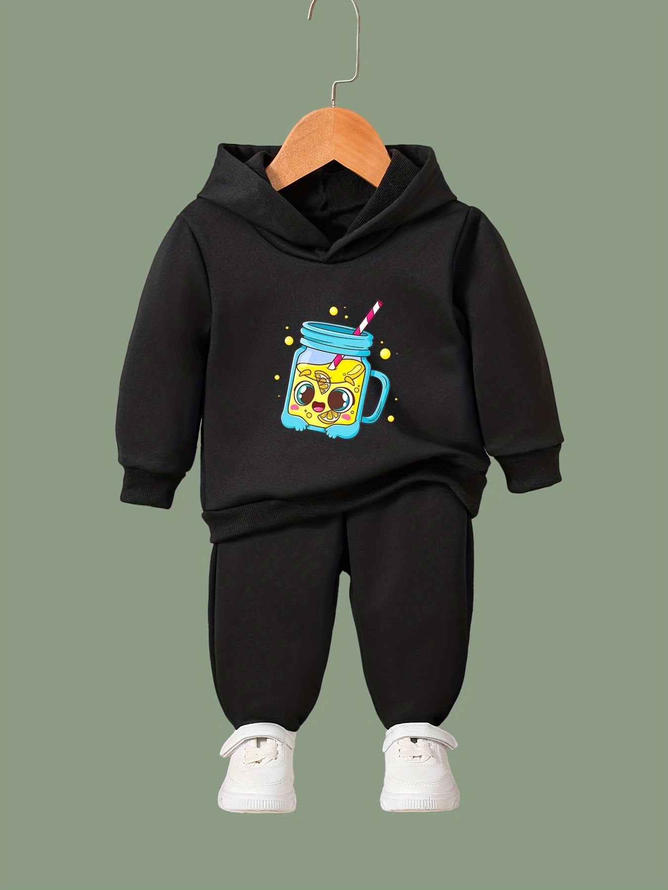 Kid's Lemonade Print Long Sleeve Hoodie & Pants Set