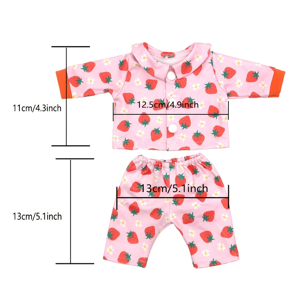 Strawberry Print Jumpsuit Doll Clothes Set for 12 inch Dolls