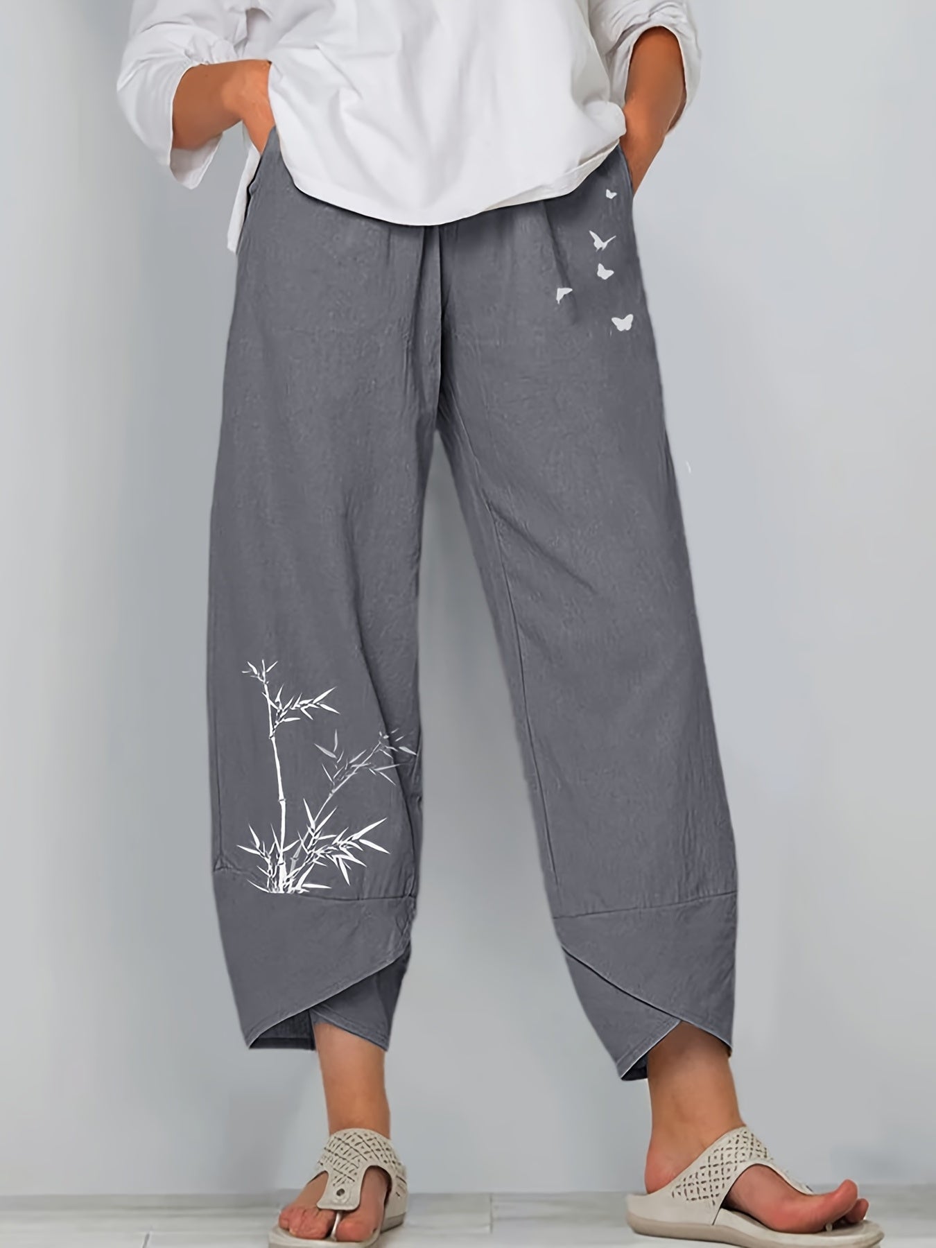 High Waist Harem Pants Women's Casual Solid Color Elastic Long Trousers