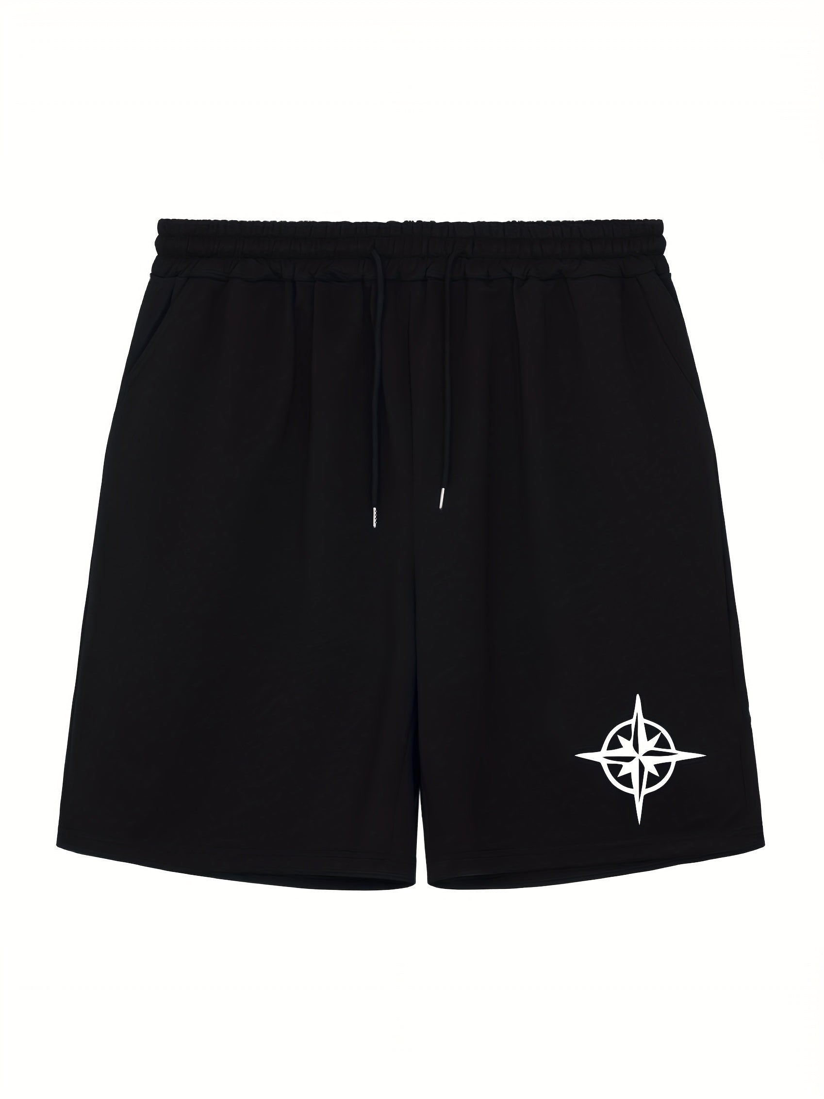 Men's Star Print Workout Shorts Active Stretch Breathable Drawstring