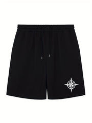 Men's Star Print Workout Shorts Active Stretch Breathable Drawstring