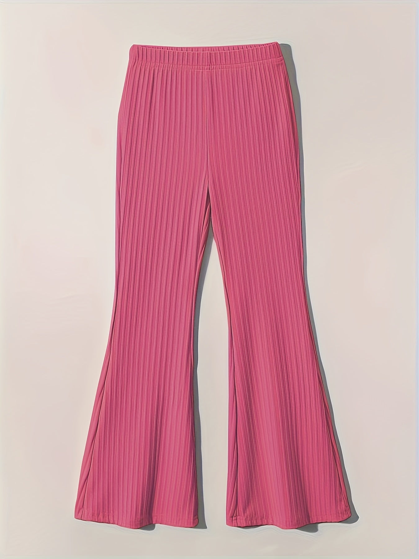Girls Ribbed Knit Flare Leg Pants High Waist Kids Spring Summer Clothes