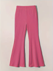 Girls Ribbed Knit Flare Leg Pants High Waist Kids Spring Summer Clothes