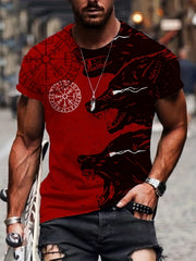 Flag Pattern Print Men's Short Sleeve T-shirt