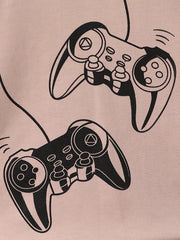2pcs Baby Boys Gamepad Graphic T shirt & Shorts Set