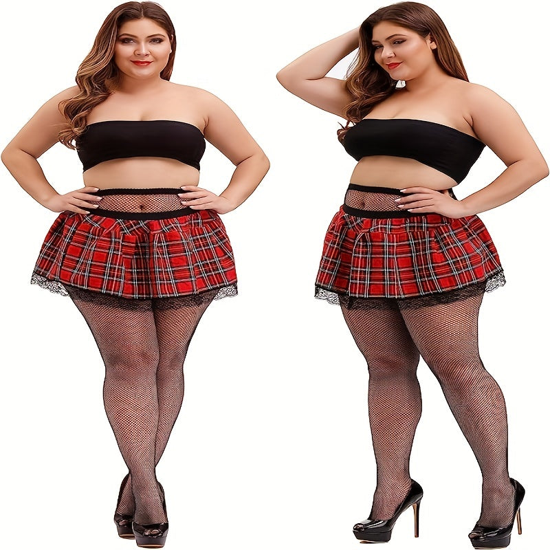 3 Pairs Plus Size Sexy Stockings Set Solid Hollow Out Fishnet Tights