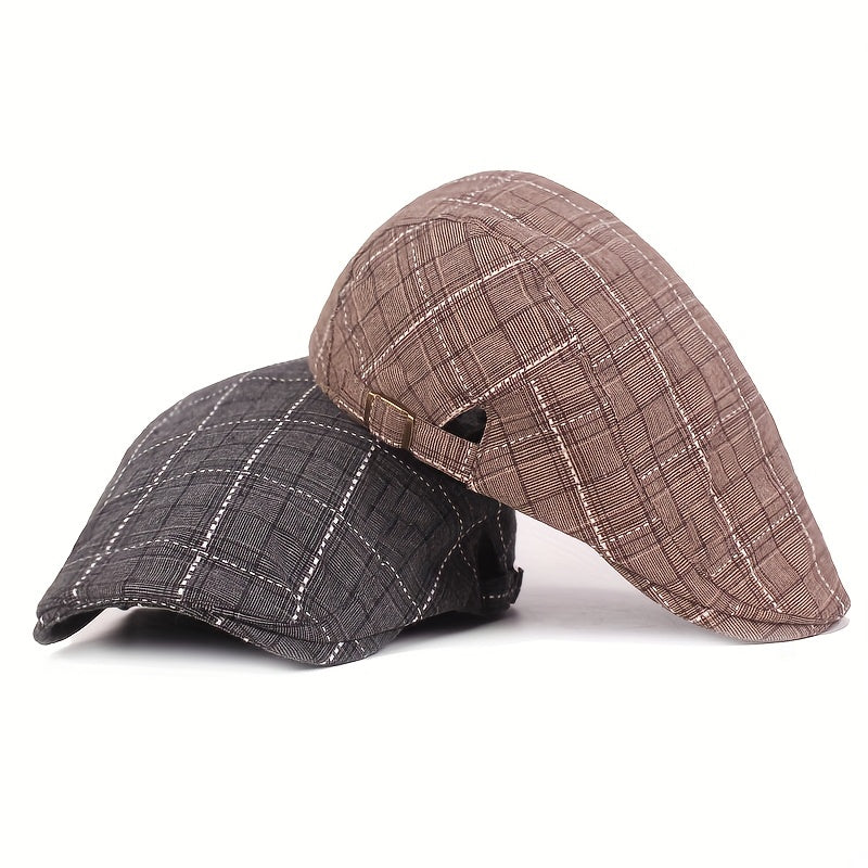 Classic Plaid Pattern Beret Unisex British Style Painter Cap