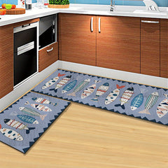 2pcs Kitchen Mat Anti Slip Polyester Carpet Absorbent Bath Mat