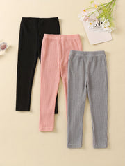 3-Pack Toddler Girl's High Waist Ribbed Knit Leggings