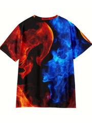 Boy's 3D Flame Graphic T-shirt Casual Breathable Tee for Summer