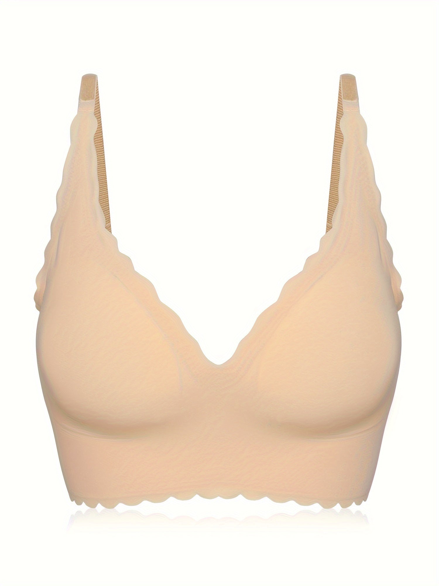 Scallop Trim Wireless Bra Skin-Friendly Seamless Lingerie