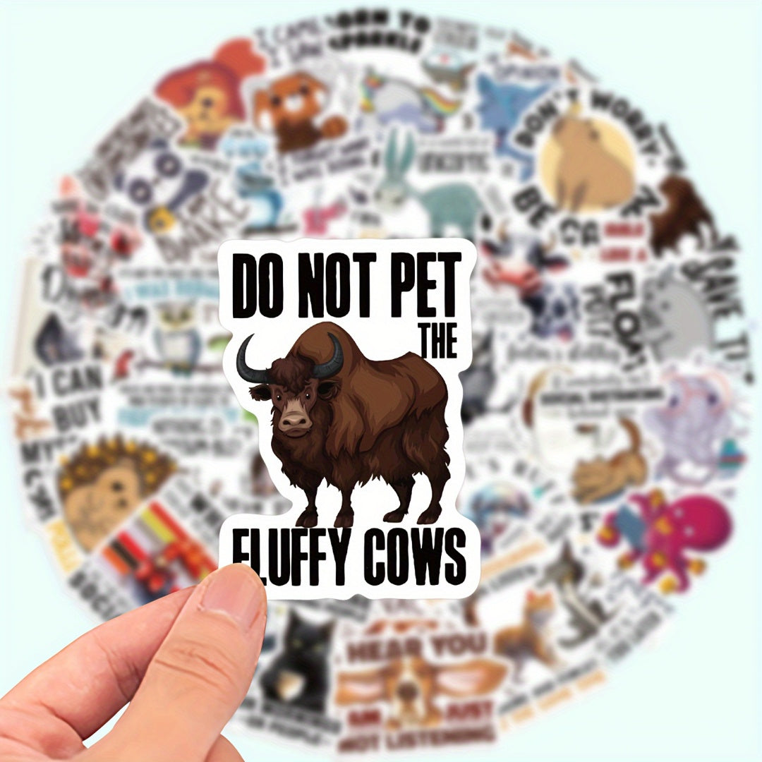 50 Funny Animal Quotes Stickers for Laptops and Water Bottles