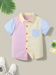 Boys Striped Short Sleeves Shirt for Summer Kids Clothes