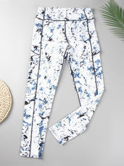 Women's Printed Yoga Sports Leggings With Side Pockets High Waist Tummy Control