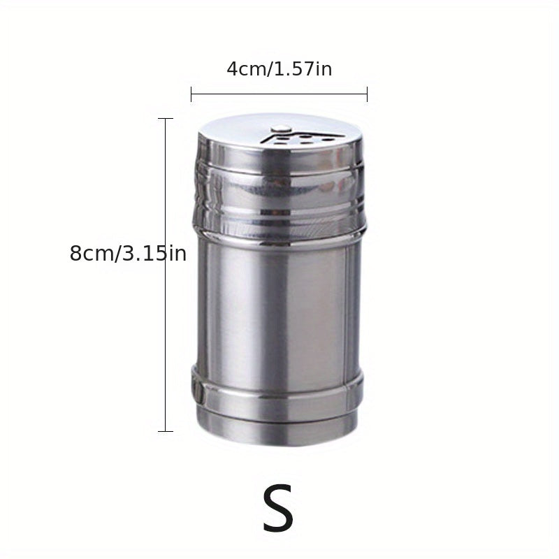 1 Pc Stainless Steel Spice Jar Rotating Cover Salt Sugar Bottle