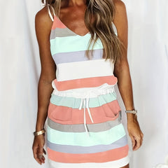 Casual Backless Drawstring Waist Dress