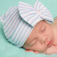Baby Girls' Knit Bow Cap & Mittens Set for Autumn/Spring