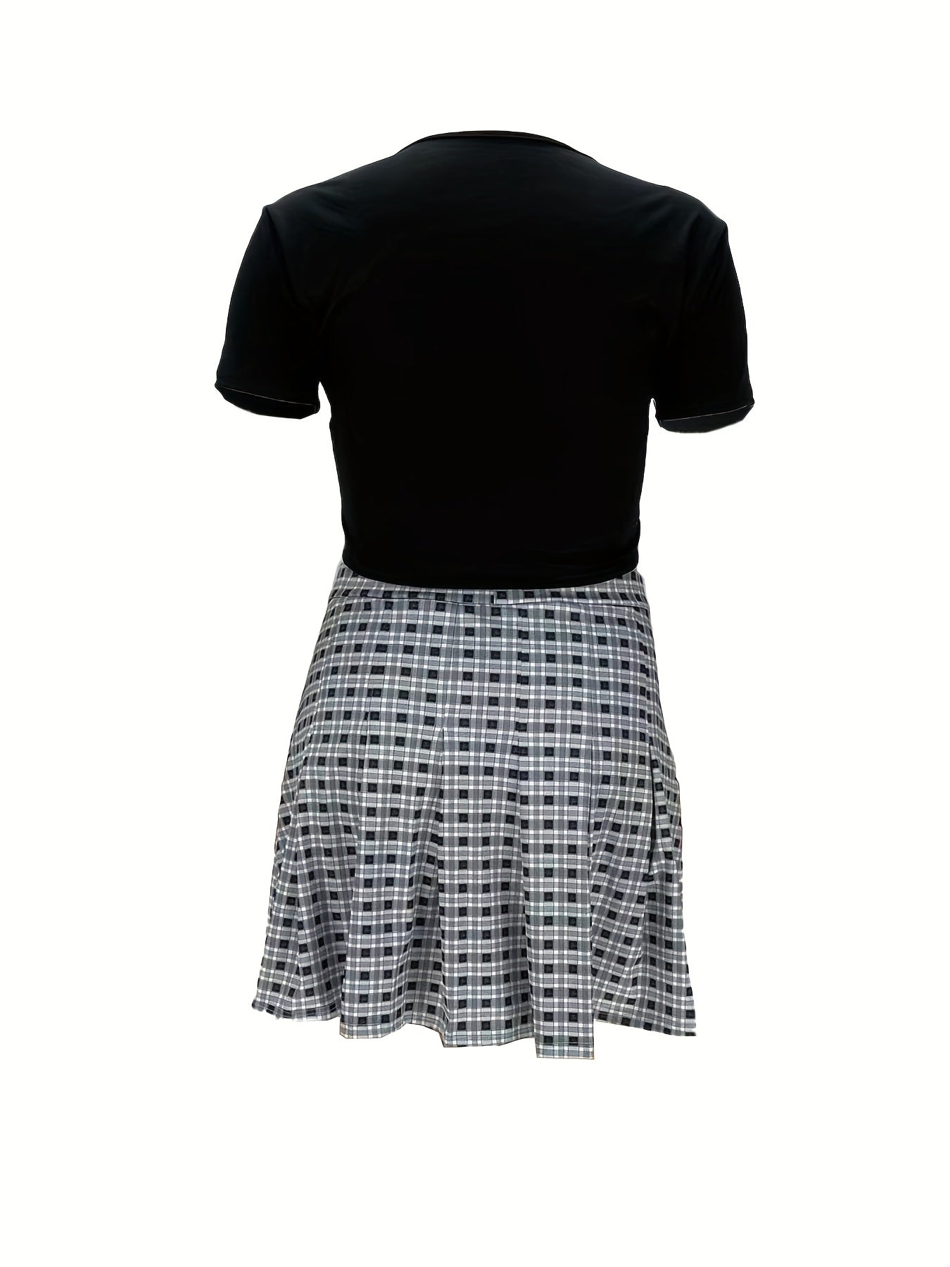 Tie Front Crop Top & Plaid Mini Skirt Set