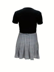 Tie Front Crop Top & Plaid Mini Skirt Set