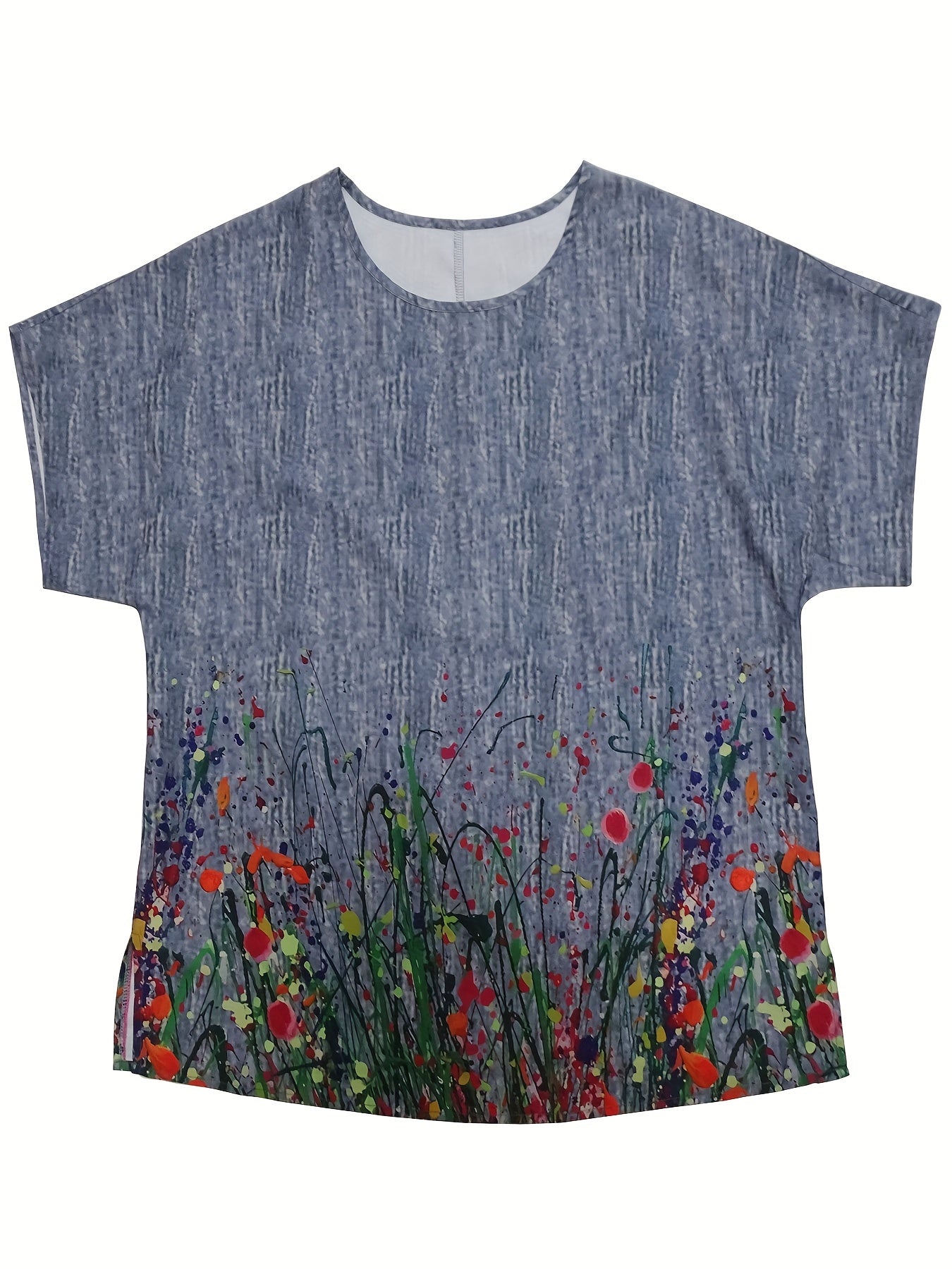 Casual T shirt Women's Plus Border Floral Print Short Sleeve