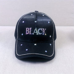 Rhinestone Letter Baseball Cap - Solid Dad Hat for Women