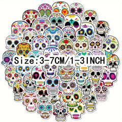 50pcs Painted Skull Stickers for Laptop Helmets Water Cup DIY Sticker Pack