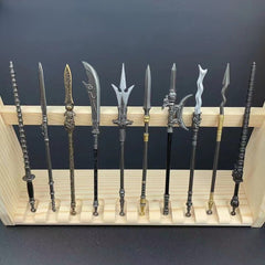 14pcs Aluminum Alloy Ancient Weapon Figurines Set Collectible Toy Keychains