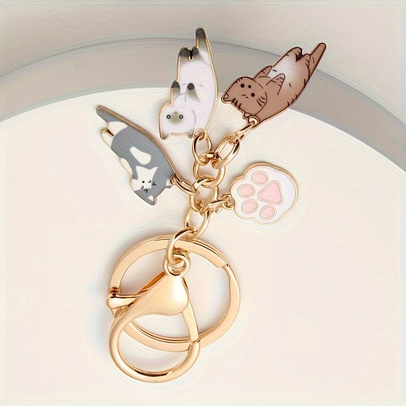 Cartoon Cat Keychain Animal Key Ring Purse Bag Charm Pendant Gift