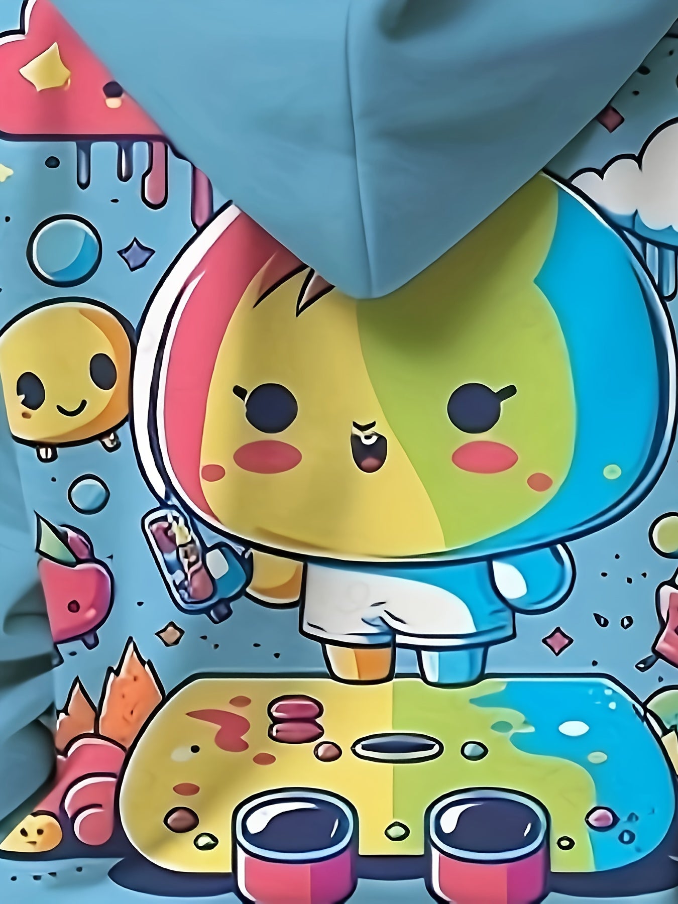 Rainbow Painting World Graphic Hoodie Girls Pullover 4-14y