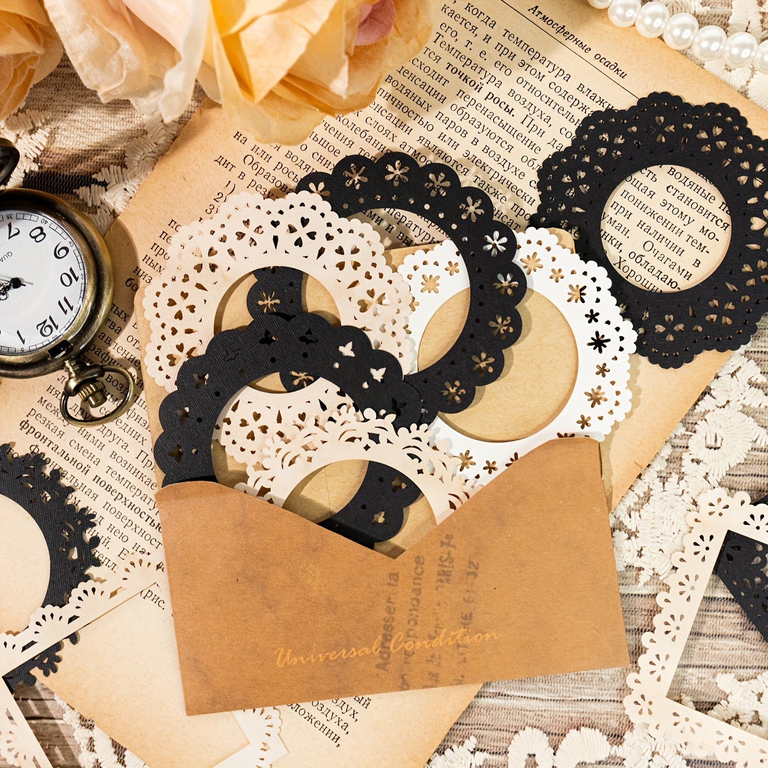 16 Vintage Lace & Flower Cutouts for Scrapbooking Junk Journaling & Crafts