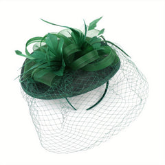 Green Veil Mesh Fascinators Hat Feather Derby Wedding Cocktail