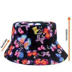 Colorful Butterfly Sun Protection Hat Double-sided Basin Hat