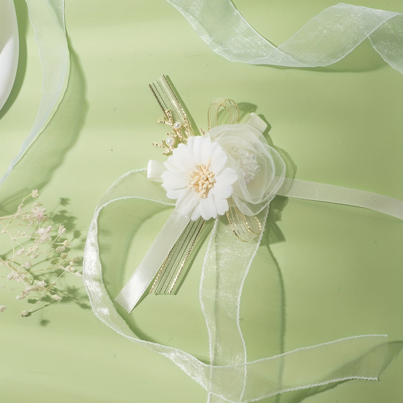 Faux Pearl Twig Bandage Wrist Flower For Party Wedding Accessories