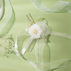 Faux Pearl Twig Bandage Wrist Flower For Party Wedding Accessories