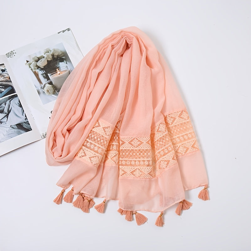 Lace Tassel Scarf for Women - Casual Cold Weather Scarves
