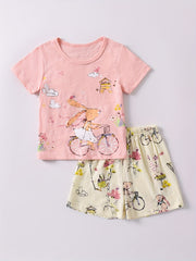 Kids Rabbit Pattern Tee Top & Shorts Set