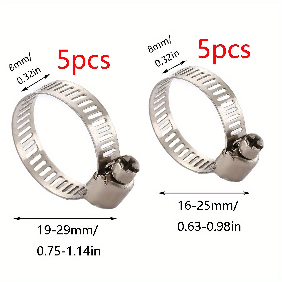 10pcs Stainless Steel Hose Clamp For Water Gas Automotive Mechanical Hose