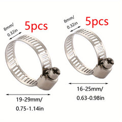 10pcs Stainless Steel Hose Clamp For Water Gas Automotive Mechanical Hose