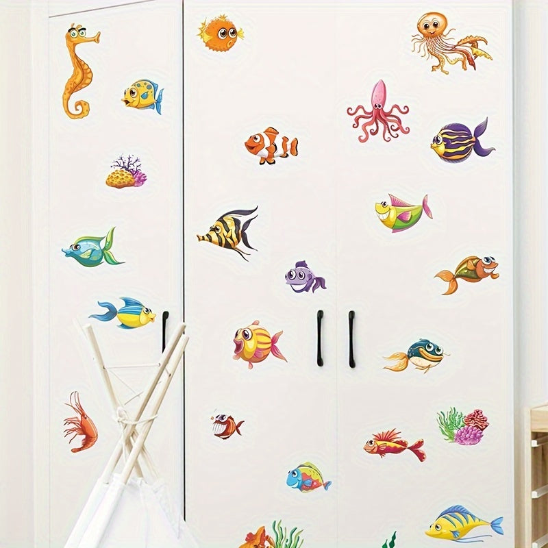 Cartoon Fish Group Glass Sticker Removable Waterproof Vinyl Sticker