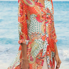 Paisley Floral Print Boho Blouse Plus Size