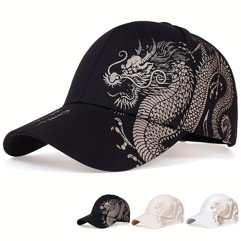 Dragon Print Baseball Cap Breathable Sunscreen Hat Outdoor