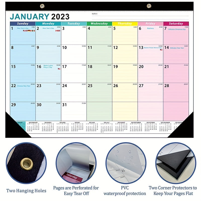 Large Desk Wall Calendar July-Dec 18 Months 18x30