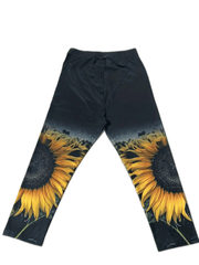 Sunflower Print Skinny Capris Leggings Casual Stretchy Cropped Leggings