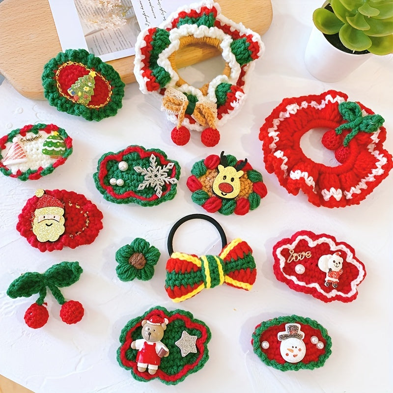 Christmas Knit Hair Ties Hair Clip for Kids